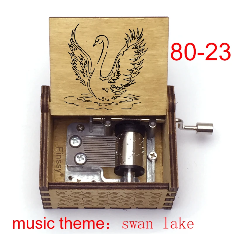 Antique Swan Lake Music Box 18 Note Ballet Dancer Color Print Wood Kids Toy Home Office Decor Birthday Christmas New Year's Gift