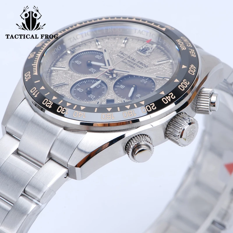 Tactical Frog Luxury Men Quartz Watch Sapphire Crystal Solar Energy VS75A Quartz Movement 20Bar Water Resistant Time Wristwatch