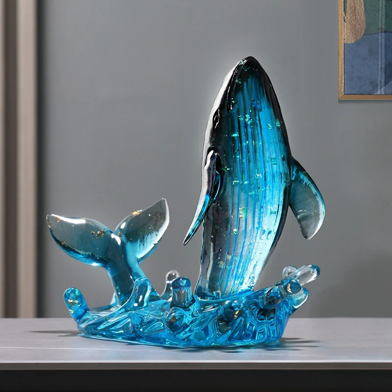 

Wine cabinet decoration ornament Ocean high-end home living room light luxury high-end TV blue whale office