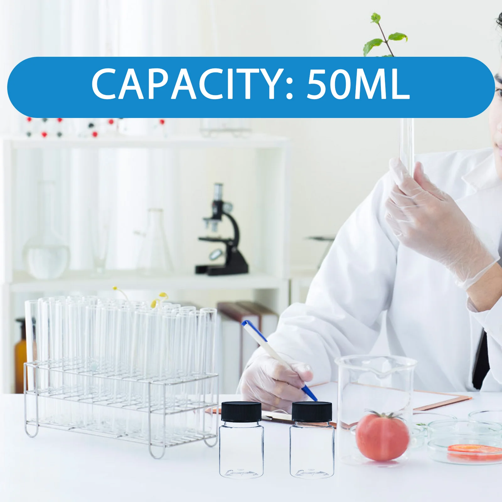 

12pcs 50ml Sampling Bottles Black Caps Wide Mouth Plastic Containers Leak Proof Lab Small Vials Alcohol Dispensers Water