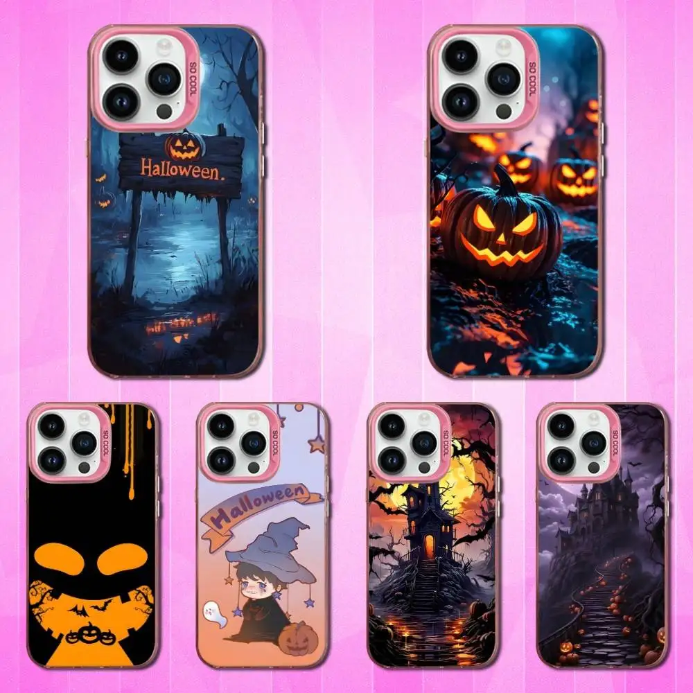 

Festival Halloween Horror Phone Case For iPhone 16,15,14,17,13,12,11,Mini,Pro,SE,XS,MAX Pink Matte Silicone Cover
