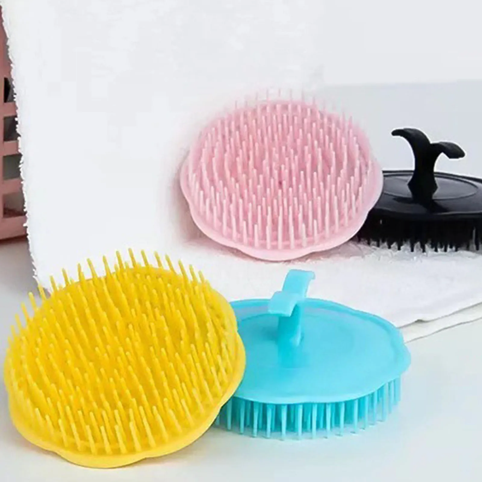 Silicone Shampoo Brush Head Scalp Massage Comb Hair Washing Comb Body Massage Brush Bath Shower Brush Salon Hairdressing Tool