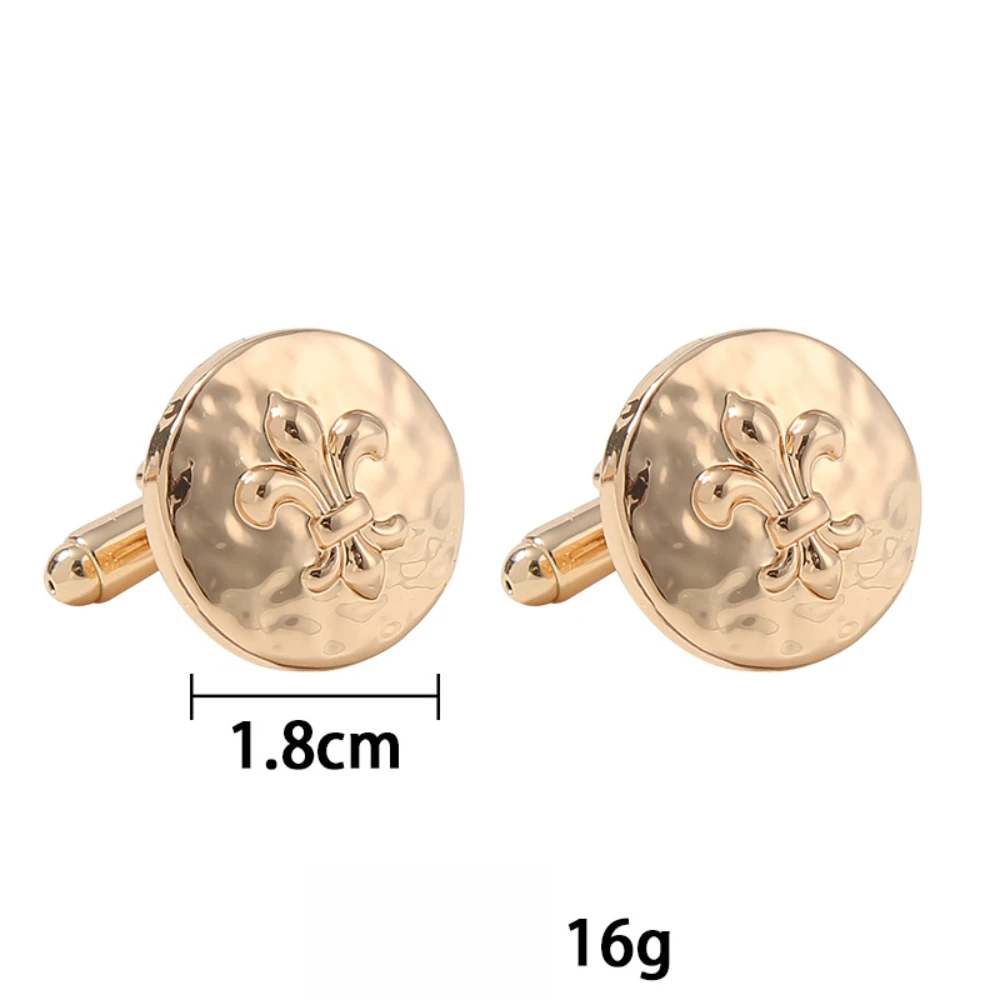 Fleur‑de‑lis Cufflinks Hammered Surface Embossed Pattern Men Shirt Cuff Buttons Business Wedding Accessories for Gentleman