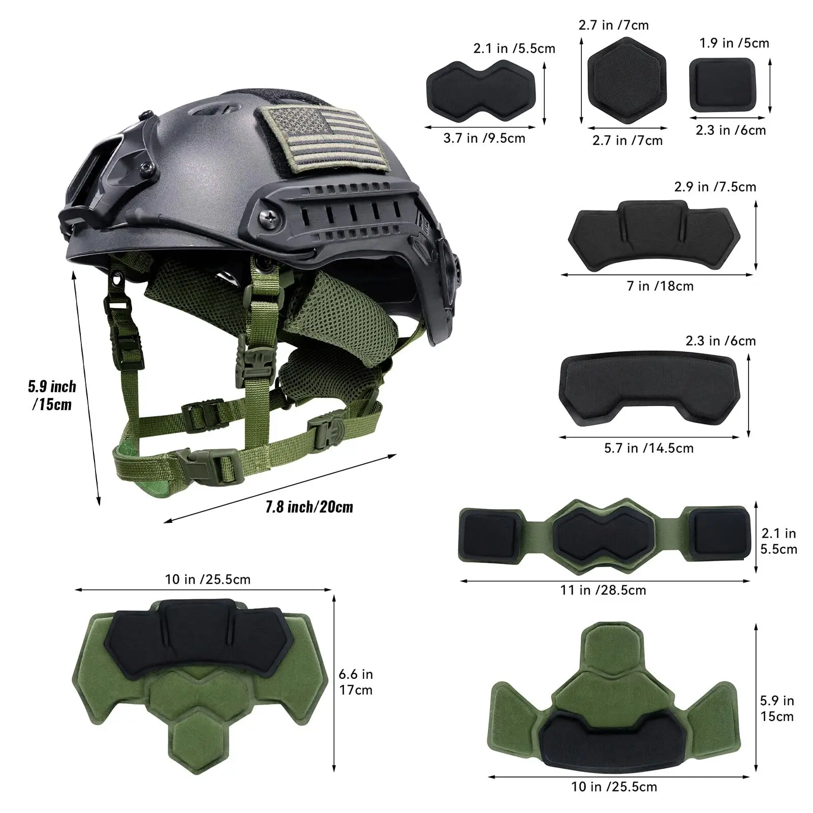 Tactical Helmet Pads & Helmet Chin Strap Replacement, Replacement Helmet Accessories Kits for Team Wendy, Outdoor Hunting Gear