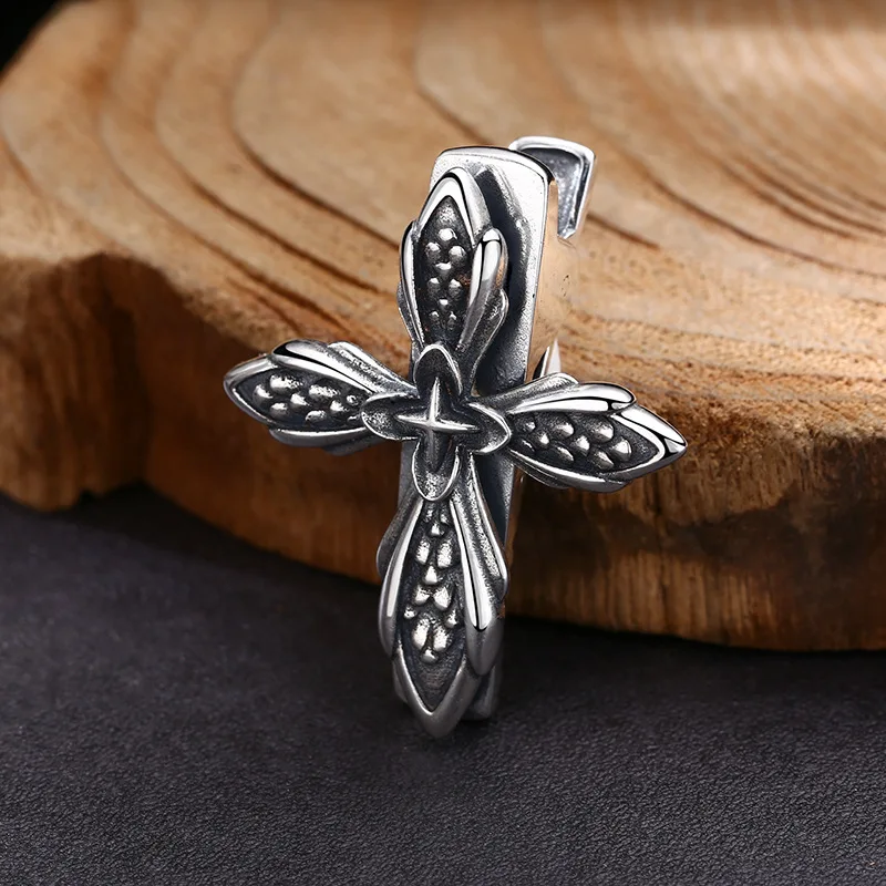 Wholesale 925 sterling silver hair clip, personalized Bloody Mary cross flower hair clip, Thai silver retro vintage vintage fash