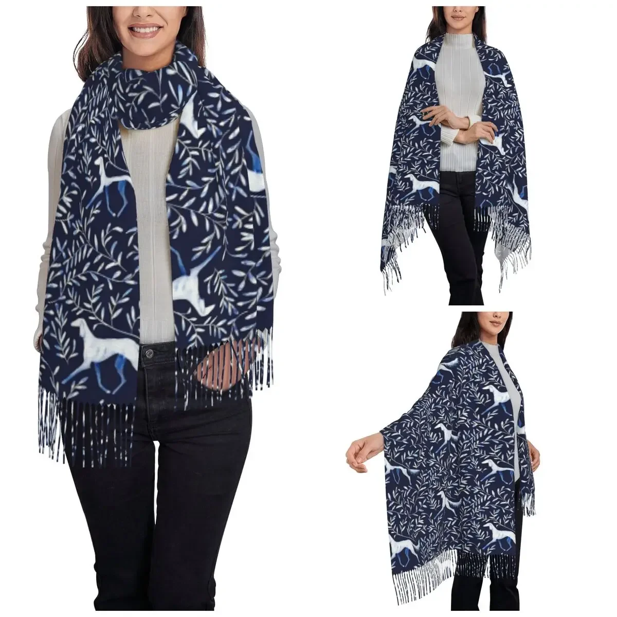 Saluki Shawl Wrap Women Winter Warm Large Long Scarf Greyhound Whippet Sighthound Dog Pashmina Shawl Scarves