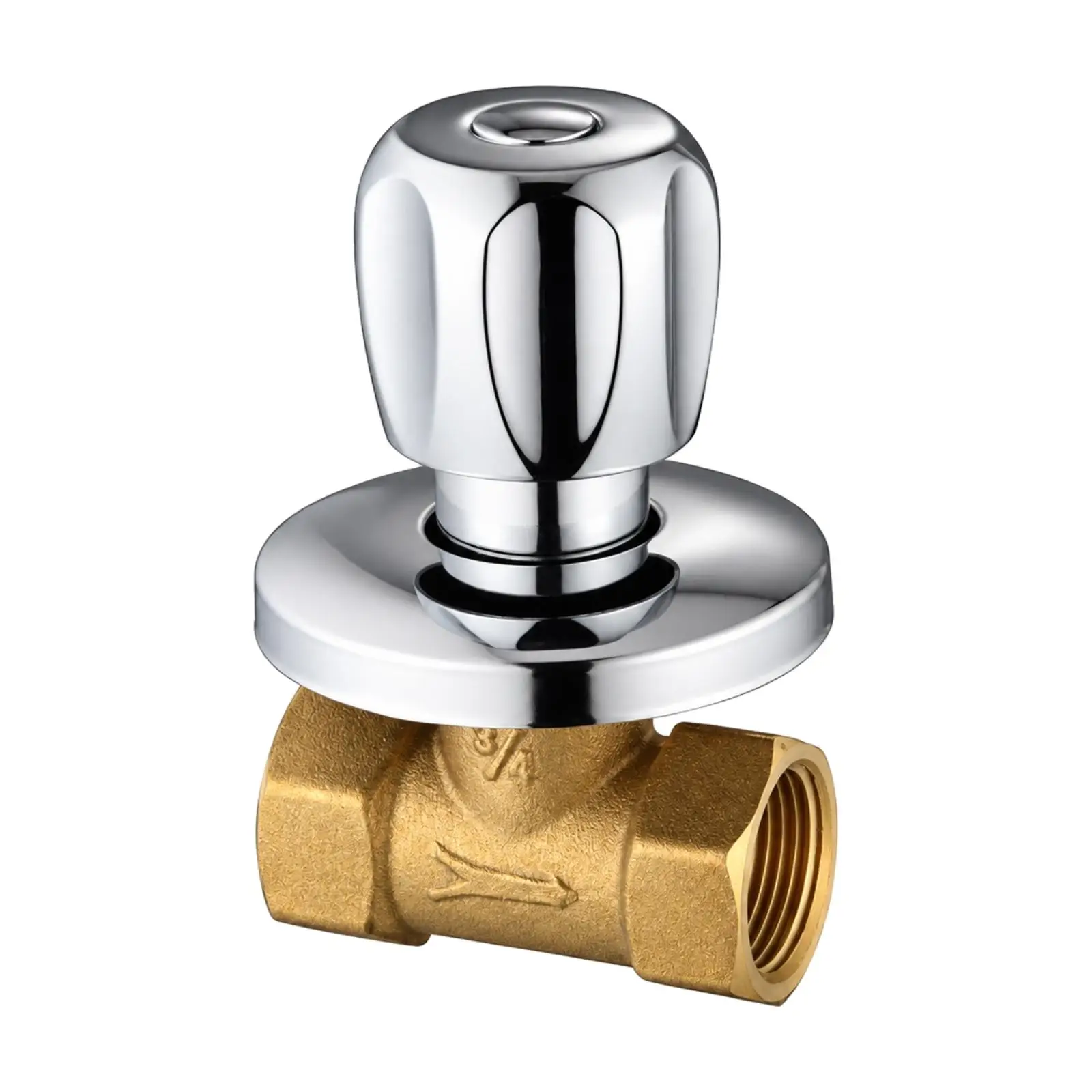 Brass Shutoff Valve with Chrome Escutcheon Compact Concealed Shutoff Valve Threaded Watertight Seal for Plumbers