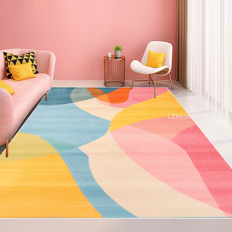 Modern Home Morandi Pink Carpet Living Room Sofa Area Rug Simple Decoration Light Luxury Floor Mat Girl Bedroom Bedside Soft Rug