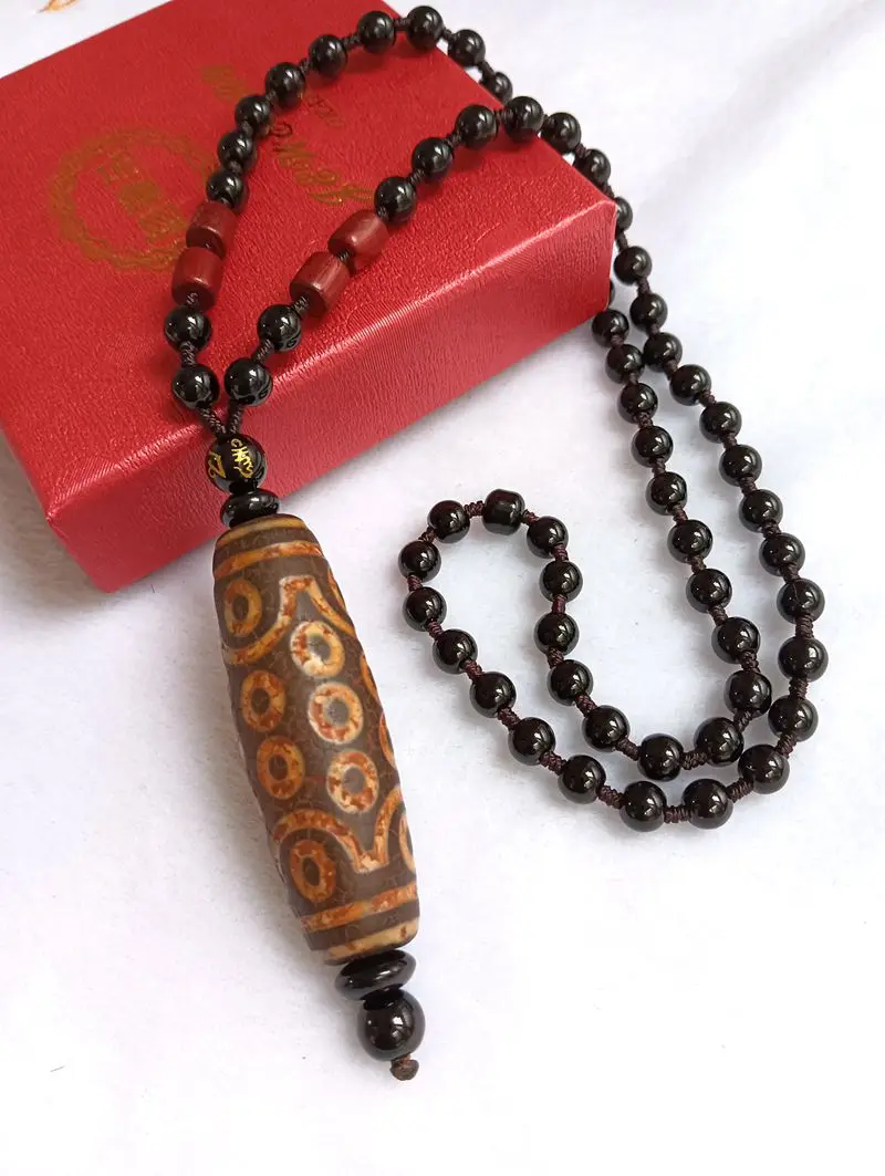 

Old Nature Tibetan 21 Eyes Dzi Bead Necklact Agate Pendant Chalcedony Magical Energy Bless Wealth Money Talisman Nice