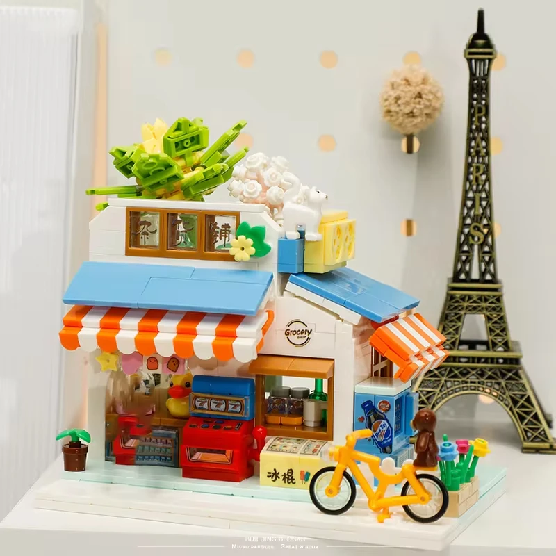 ToylinX City Street View building blocks Mini store City Christmas and Halloween gifts cultivate children\'s hands-on interest