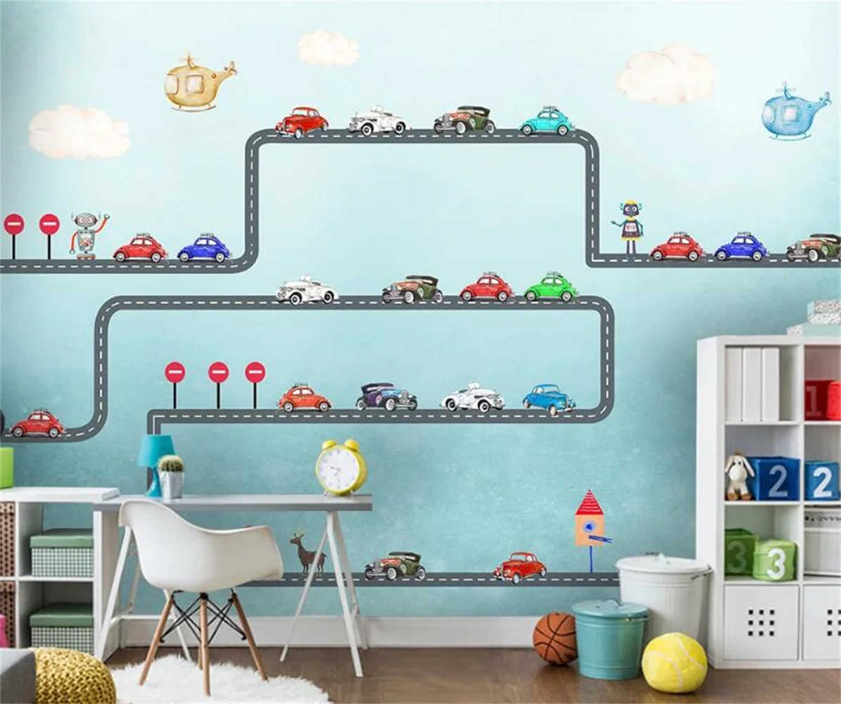 beibehang Custom 3d wallpaper mural modern minimalist blue sky white cloud airplane balloon children room background wall paper