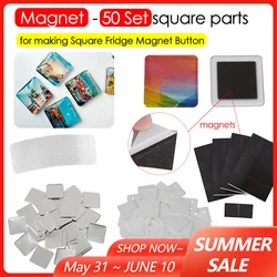 50Set 50*50MM Square Fridge Magnets Making Parts for DIY Refrigerator Decoration Badge Button Maker Machine Accessories