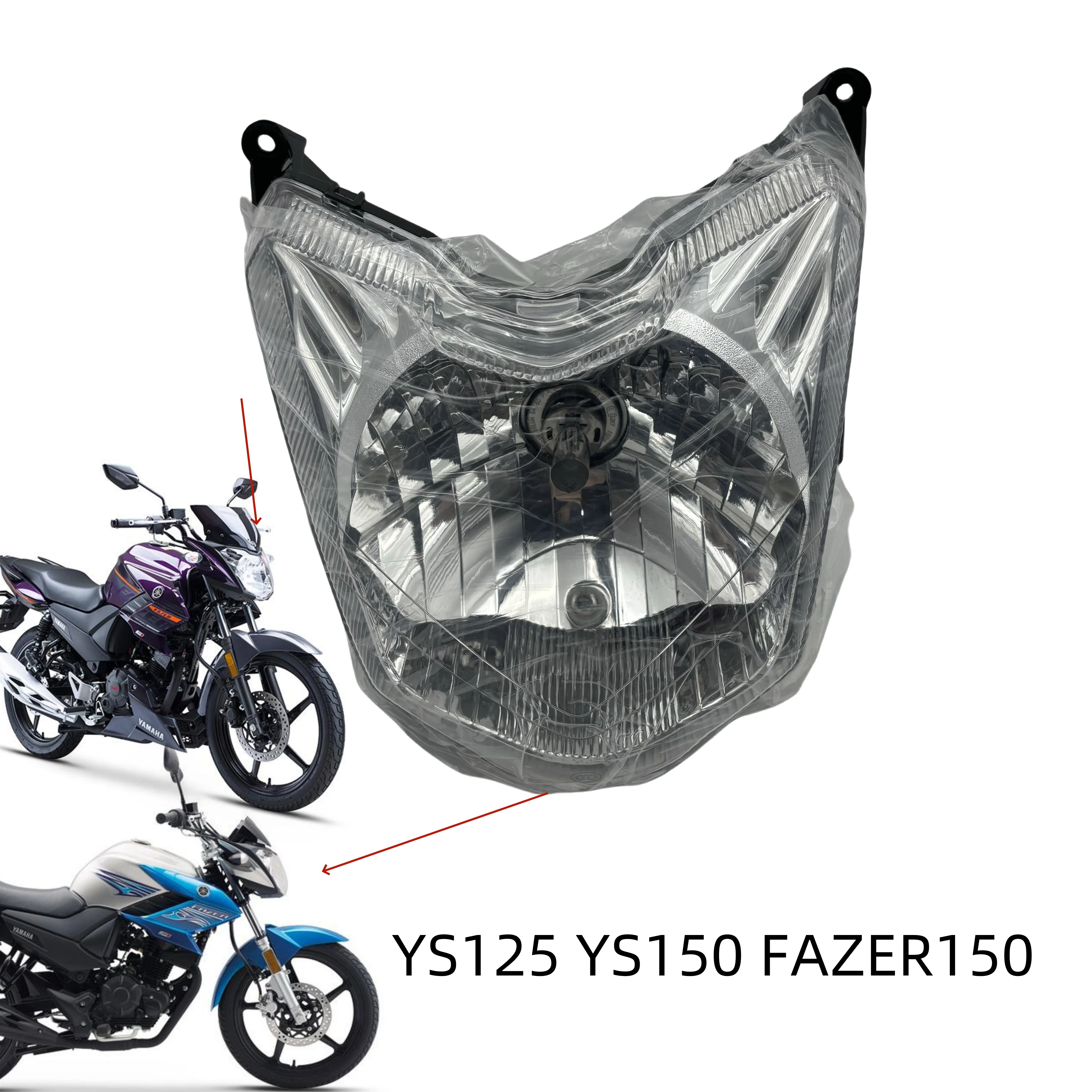 Motorcycle Headlight Assembly Combination Headlight Headlight Spotlight Suitable for Yamahays125 Ys150 Fazer150 Fazer Ys 150 and Head Protection Cover