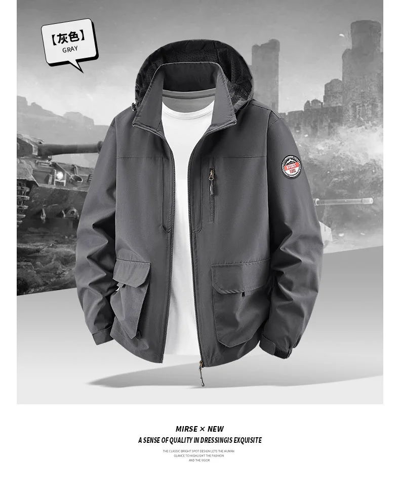 Big Size Men's Hooded Jacket Spring Autumn Casual Outdoor Coat Fashion Middle Aged Male Lightweight Windbreaker Daily Wear Tops