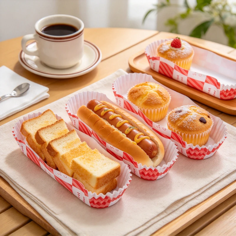 100pcs Red White Checkered Paper Food Trays, Disposable Stackable Snack Containers for Party Picnic BBQ Carnival