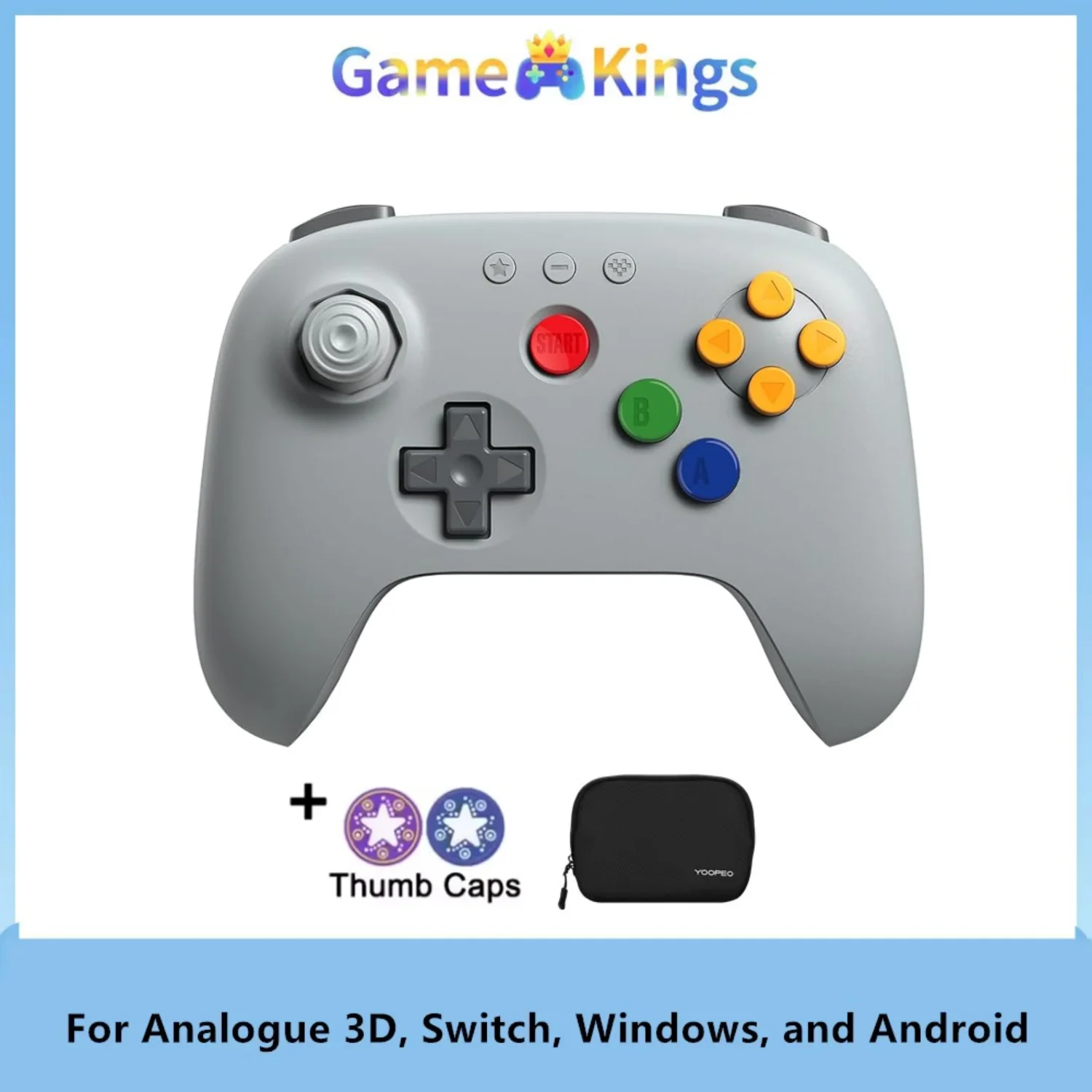 8Bitdo N64 Bluetooth-controller voor analoge 3D, Switch, Windows en Android (zwart) gaming-gamepad