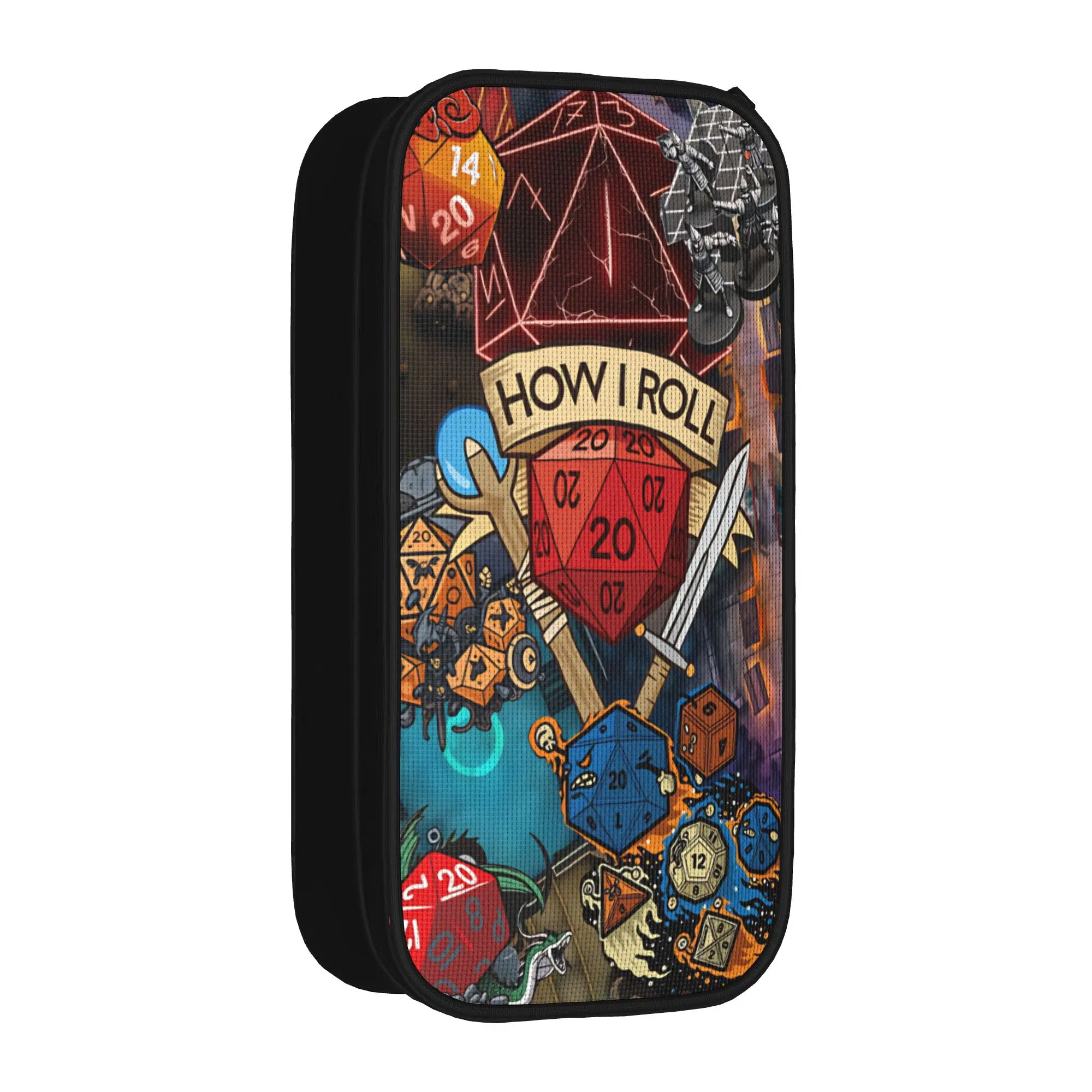 Dungeon Dragon DND Pencil Case  Canvas Pencil Pouch Boy Girl Aesthetic College School Pencil Cases Stationery