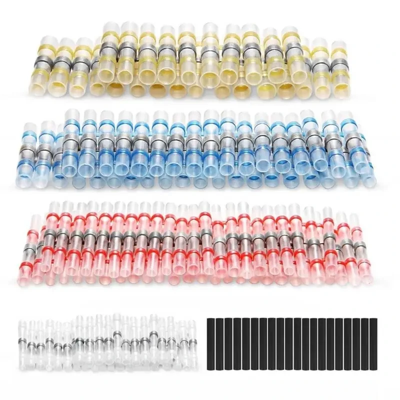 

1000PCS waterproof solder ring terminal block heat shrink tube set white 80 red 100 blue 100 yellow 40 black 680