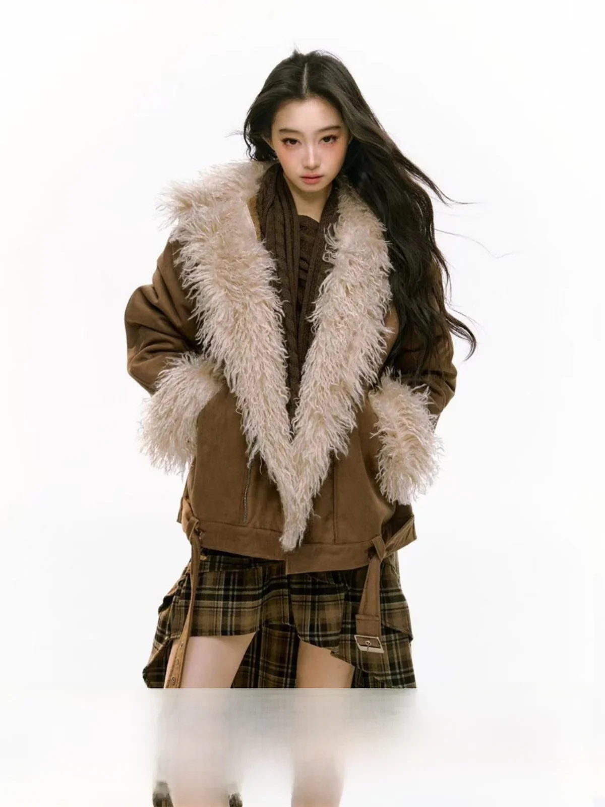 

Куртка RedBling Original Design: Теплая зимняя модель с меховым воротником, свободный крой, универсальный топ для женщин, модная верхняя одежда