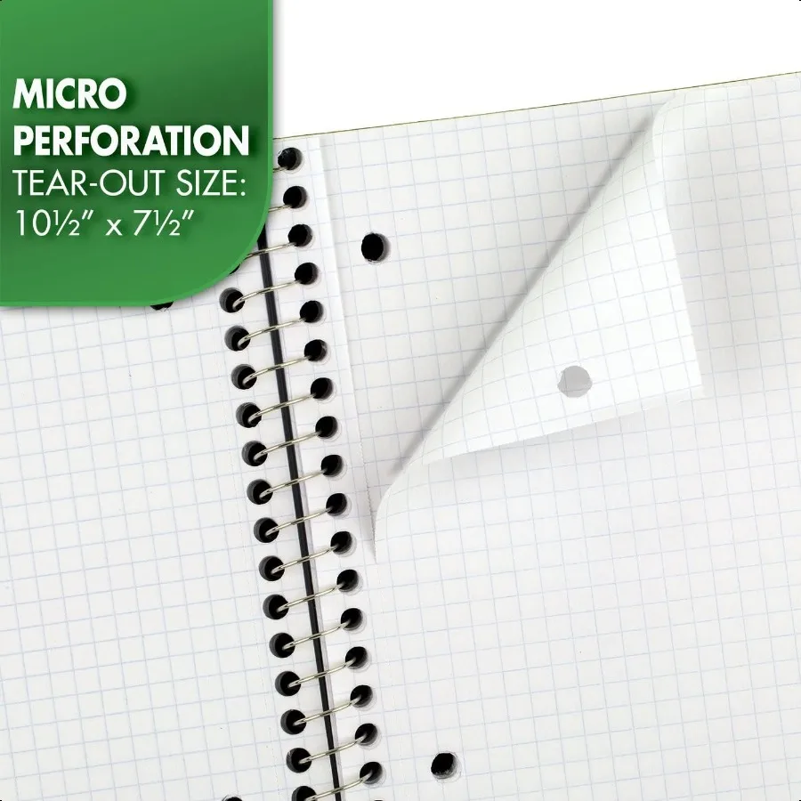 Spiral Notebook 1 Subject Graph Ruled Paper 71 2 x 101 2 100 Sheets Green 05676AC5