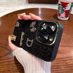 Fine hole lens film metal bear pattern silicone phone case for iPhone 16 15 14 13 12 11 Pro Max shockproof soft bumper cover