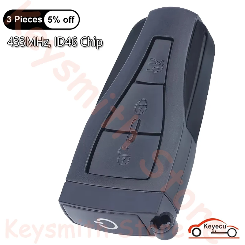 KEYECU 3 Buttons 433MHz ID46 Chip for MG Morris Garages MG6 MG550 Roewe 550 E550 Auto Smart Remote Control Key Fob Replacement