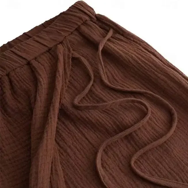 Boho Herren Baumwoll-Leinen-Shorts, Strandshorts, lässig, atmungsaktiv, einfarbig, mit Kordelzug, Sommer, Vintage, unregelmäßige, lockere Shorts – Detail 7