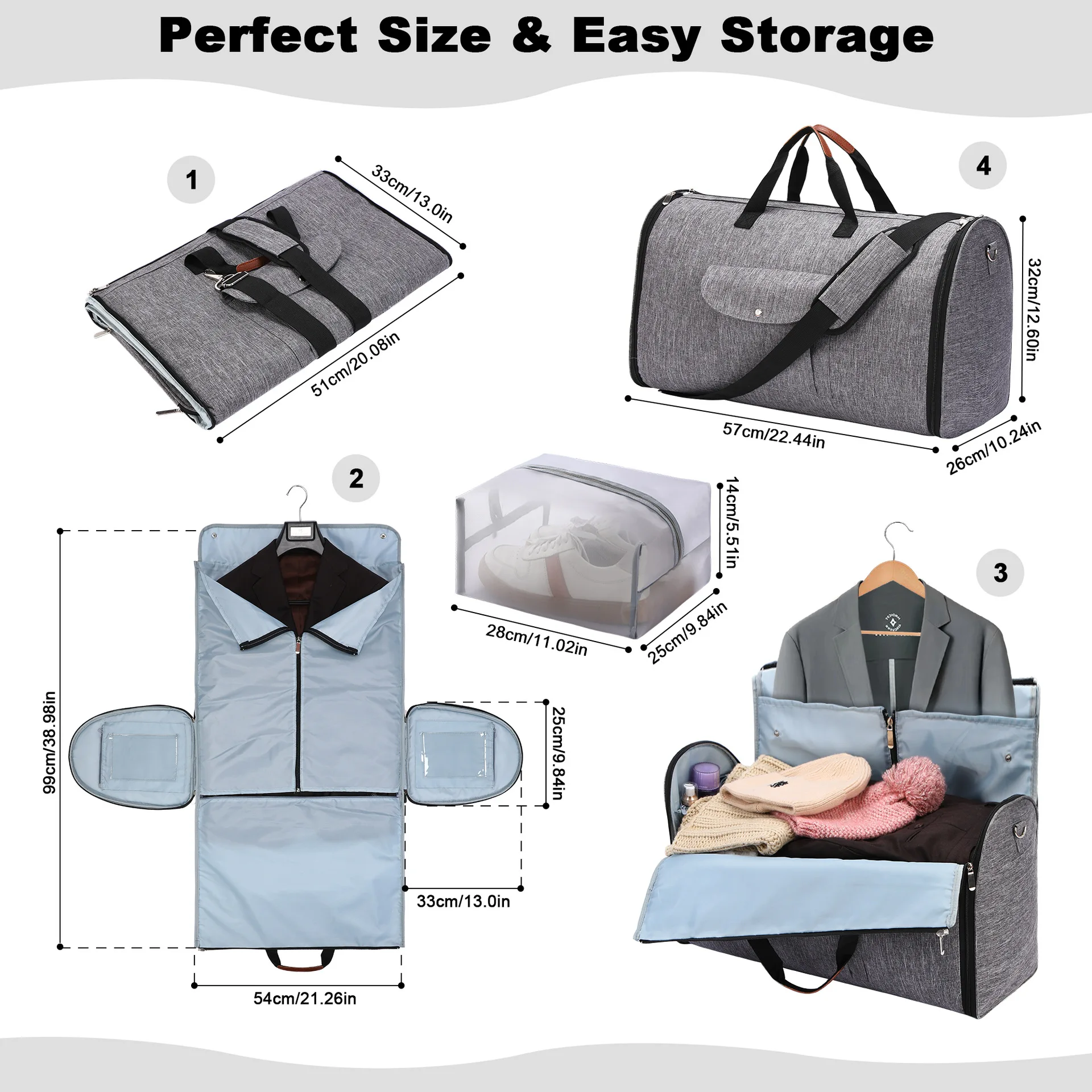 Sac à main de voyage imbibé pour hommes, sac de voyage d'affaires, sac de rangement pour vêtements, sac à bagages multifonctionnel de fitness pliant