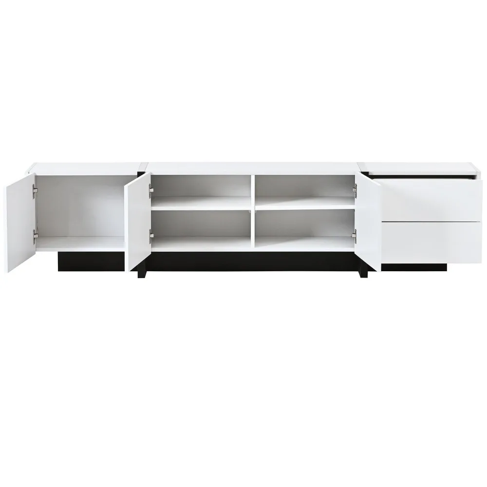 

White & Black Contemporary Rectangle Design TV Stand, Unique Style TV Console Table for TVs Up to 80'', TV Stands