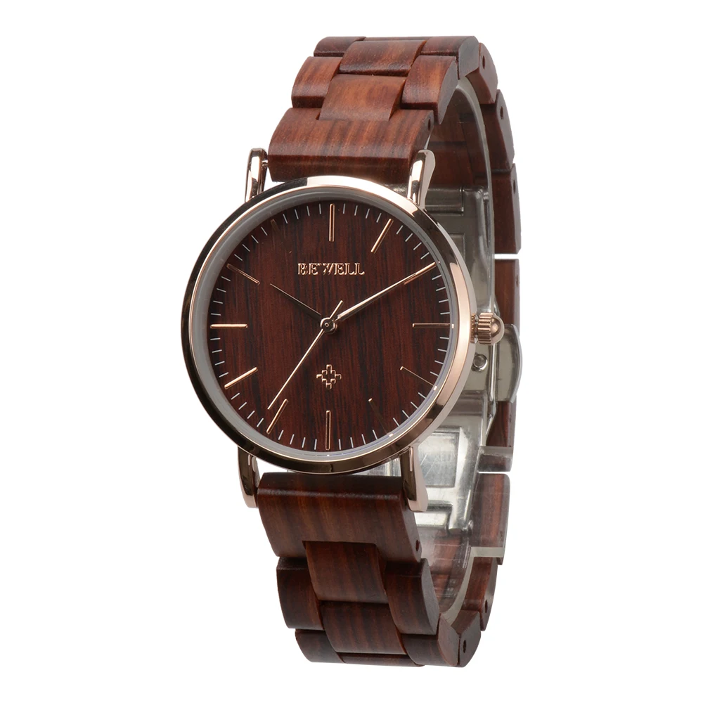 Slim Minimalist Analog Quartz Wooden Couple Wristwatch Waterproof Lightweight Women Daily Wrist Watch