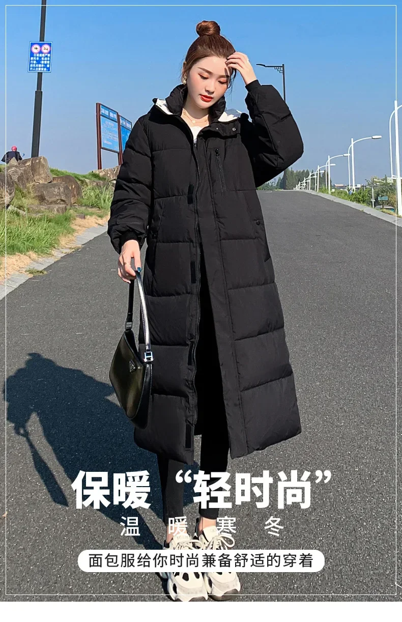 Zimowa nowa luźna brytyjska kurtka z podszewką z bawełny, damska oraz długa koreańska, gruba kurtka z podszewką z bawełny