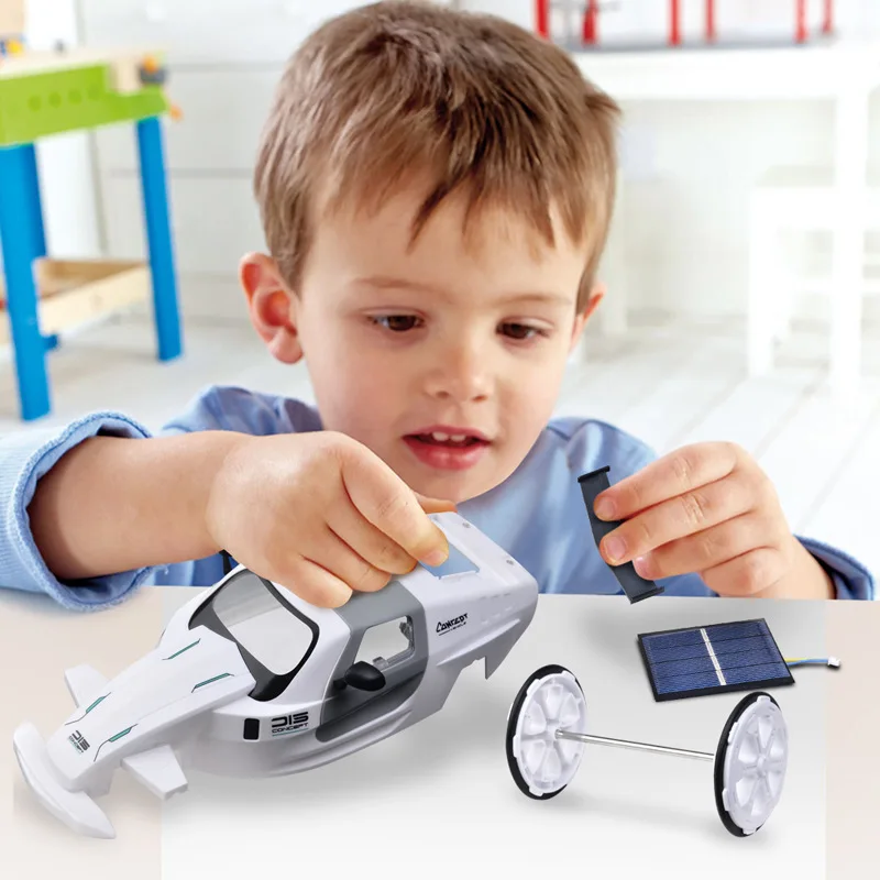 Novas crianças quebra-cabeça haste montado carro esportivo solar brinquedos elétricos diy ciência educação auto-montado modelo de carro de tração nas quatro rodas