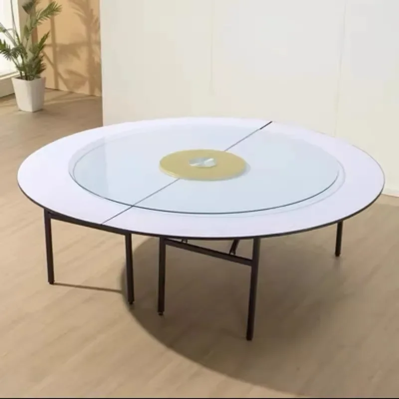 Hotel tables and chairs restaurant countertops folding round table hotel dining table simple banquet multi-layer board PVC round