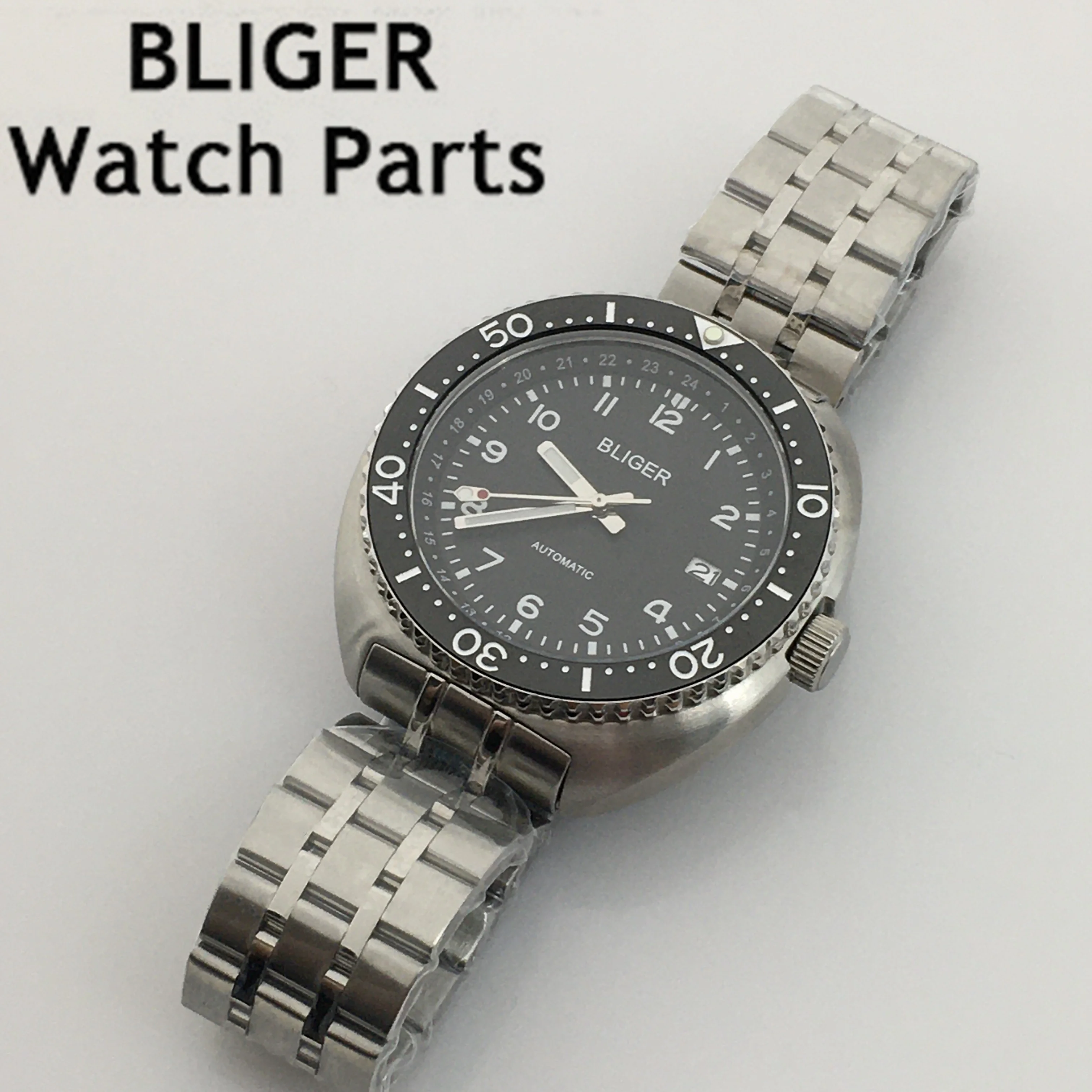 BLIGER-Montre Mécanique Homme Bracelet Acier Inoxydable, Cadran Shoous Hand, Noir, Bleu, Vert, Neuf, NH35A, 43mm