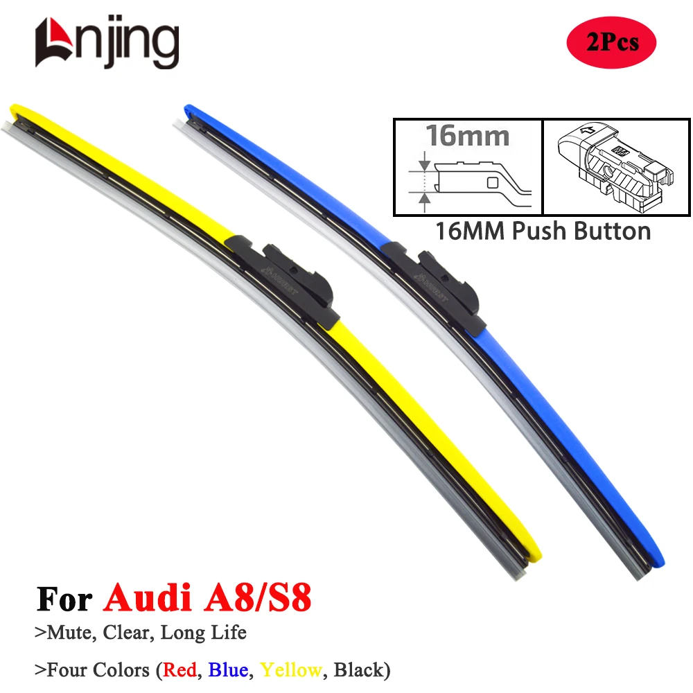 

LNJING Colorful Wiper Blades For Audi A8 S8 D3 D4 D5 1994 2002 2009 2012 2015 2018 2019 2021 2022 2023 2024 2025 Car Accessories