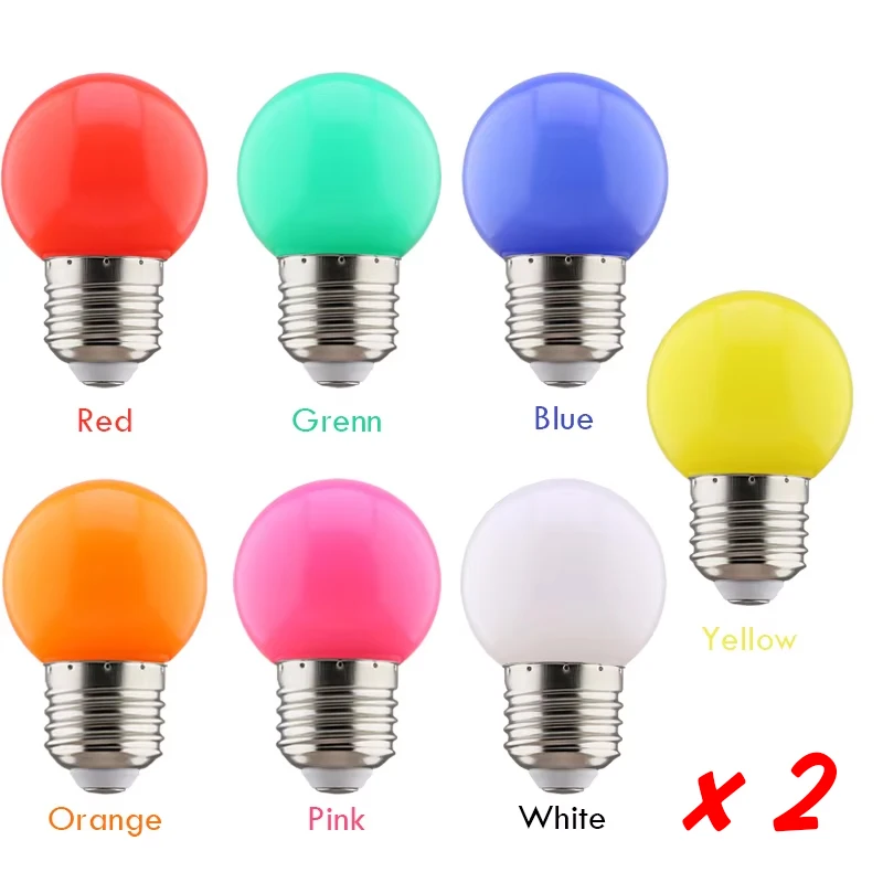 2 uds bombilla Led colorida G45 E27 220V lámpara LED rojo amarillo azul verde rosa naranja blanco Navidad boda luz nocturna interior