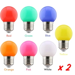 2pcs Colorful Led Light Bulb G45 E27 220V LED Lamp Red Yellow Blue Green Pink Orange White Christmas Wedding Night Light Indoor