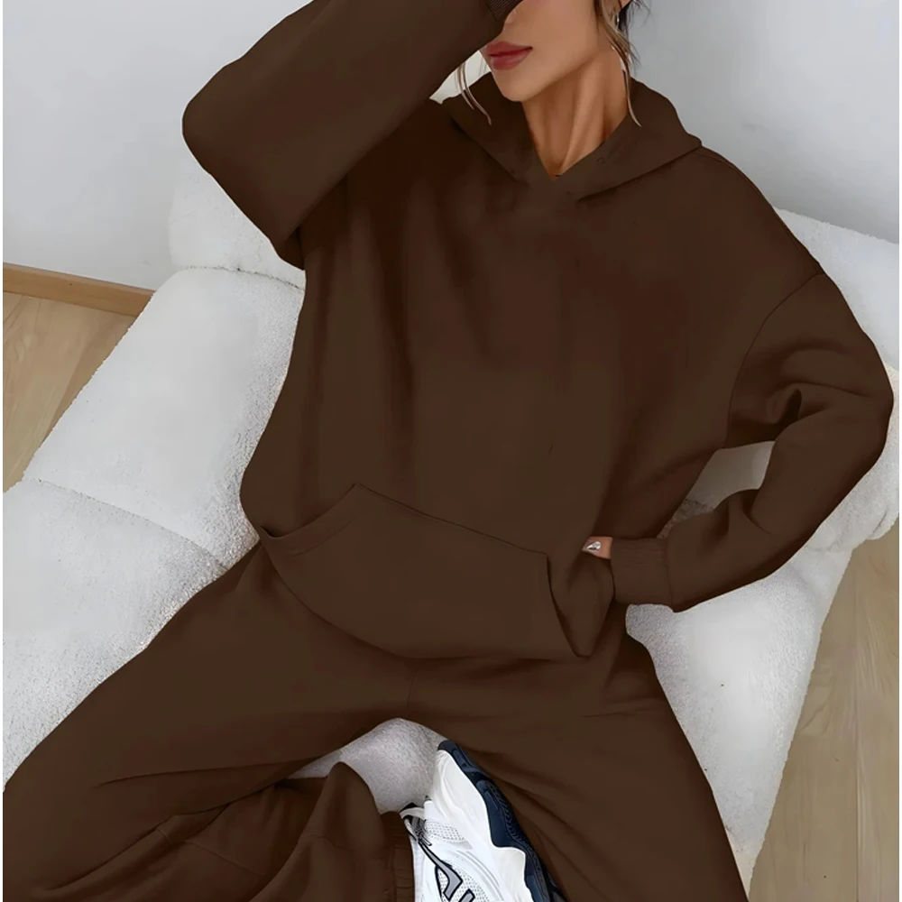 

Hot Selling Fall Winter Men's Fit Hoodie Brown And Sweatpants Set Fashion Streetwear Hoodies Causal Unisex Sweatshirt Pants Suit