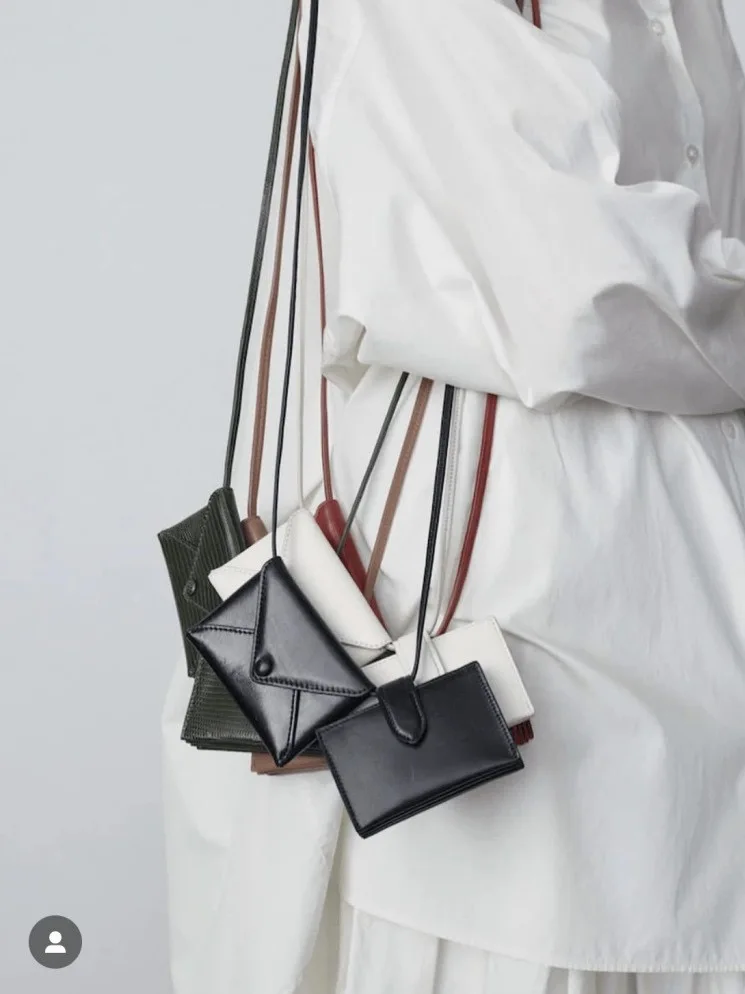  Leather Envelope Wallet Crossbody Multilayer Card Holder Casual Minimalist Style Men Women Universal Pure Color Design