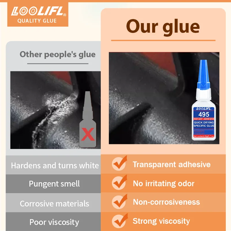 495 لاصق قوي، الجلود سريعة الجافة فورية المطاط المعدن الخشب المطاط أداة سائل لاصقة قوية، المنزل إصلاح لاصق