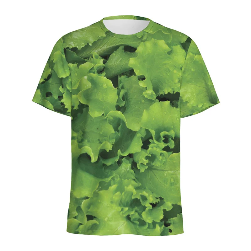 Fresh Lettuce Leaves 3D Printed T Shirts For Men Green Vegetable Pattern T-shirt Streetwear Tops Short Sleeve Summer Tee Shirt