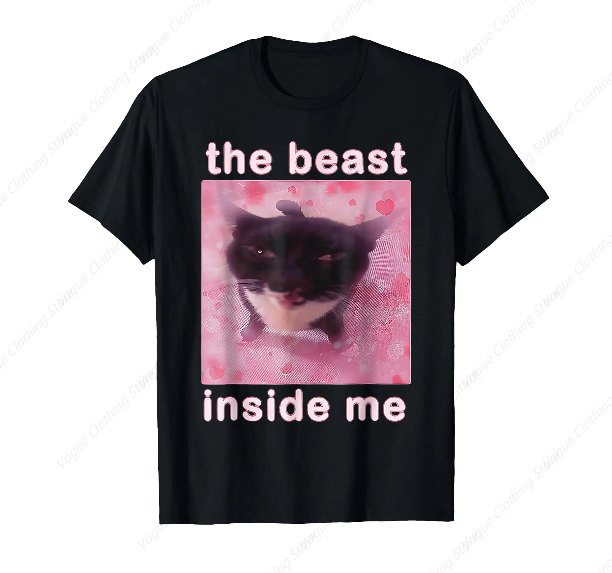 The Beast Inside Me Funny Cat Meme Sarcastic Inappropriate T-Shirt Prevailing Tops Cotton Short Sleeves Daily Leisure Soft Tee