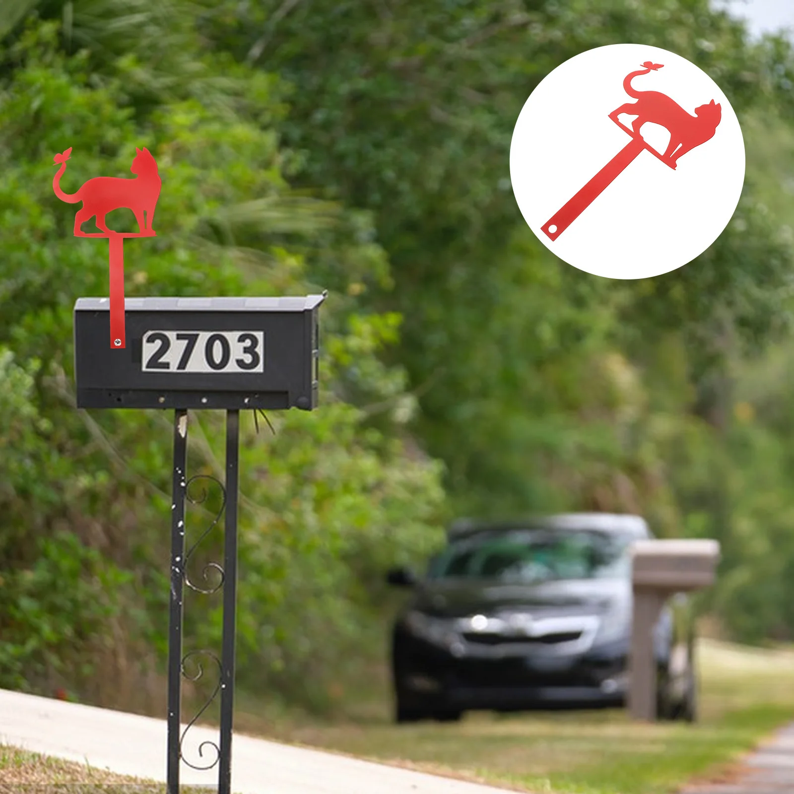 

Iron Mailbox Ornament Cat Shape Outdoor Garden Stake Sign Metal Mailbox Ornament For Front Door Yard Decoration
