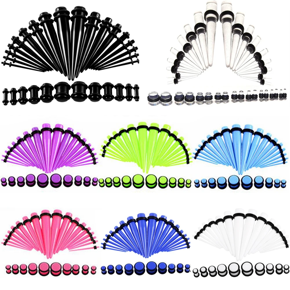 36 adet/grup kulak konik sedye genişletici ölçer kiti kulak tünel fişler Set kulak Piercing başlangıç kiti vücut takı için 8 renkler seçin