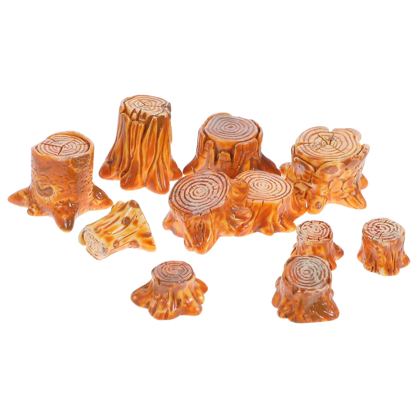 10Pcs Mini Tree Stump Resin Micro Landscape Accessories Perfect for DIY Garden Fairy Scene Decoration House Micro Landscape