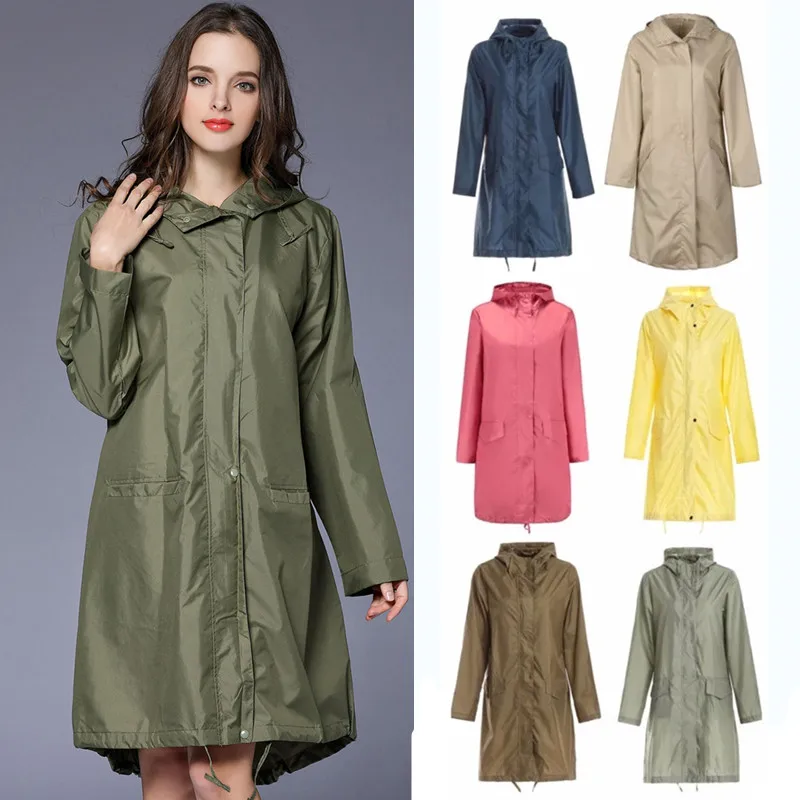 

Hooded Raincoats for Men and Women Raincoats Ladies Rain Coat Breathable Long Portable Water-Repellent Raingear Jacket