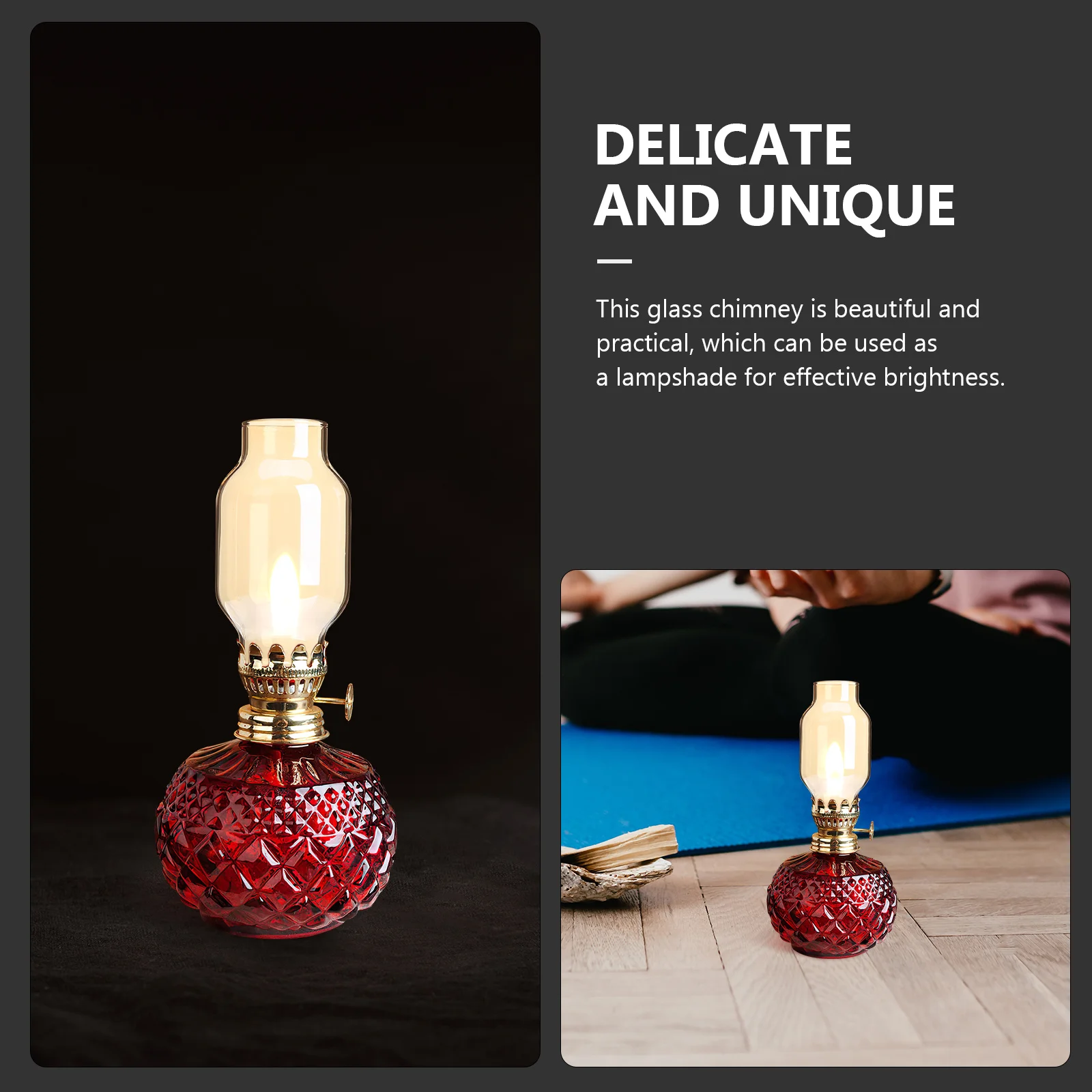 

Oil Lamp Chimney Heat Resistant Glass Shade Retro Lamp Replacement for Electrical Converted Lantern Home Store