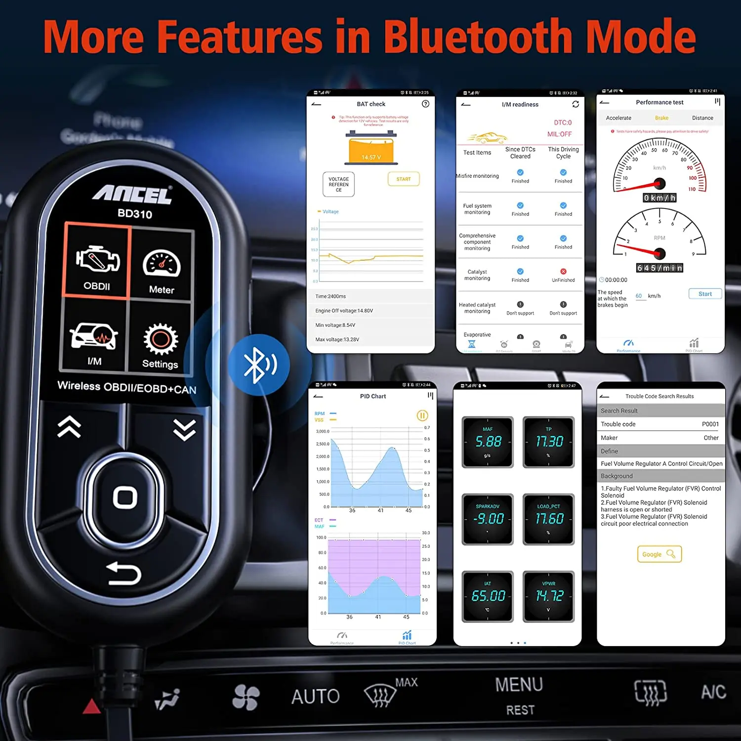 ANCEL BD310 OBD2 Scanner Scan Professional 3 in1 Computer di bordo per misuratore digitale per auto OBD 2 strumenti diagnostici per auto