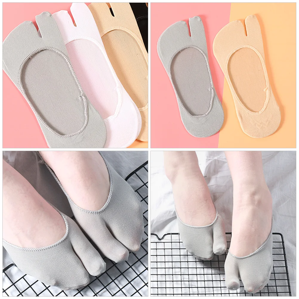 3 Pairs Tabi Socks Female Low Cut Toe Holding Hands Toes Separate Summer Ship Two Invisible Shallow Mouth