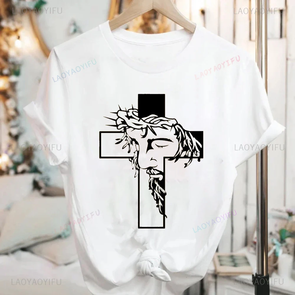 Faith Cross Shirt Christian Gift Love and Grace Tops Printed T-shirt Tops Comfortable Personality Fit Sweatshirt for Daily Wear